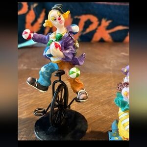 Vintage K's Collection Multicolored Clown On Unicycle 5.5" Tall Figurine